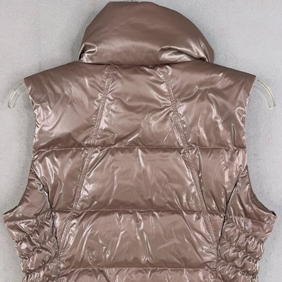 Athleta Vest Womens Small Pyrite Shine Metallic Downtown Puffer Down Waterfowl - Picture 7 of 16